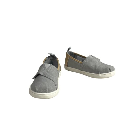 Toms Kids Boy Gray And Brown Tiny Canvas Classic Slip-On Shoes Sz 10 - Picture 3 of 9